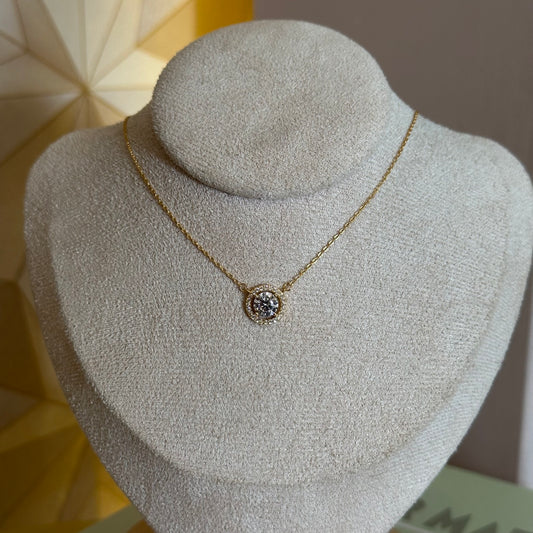 Cadena plata circulo con zirconia