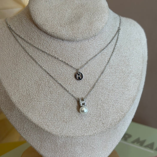 Cadena plata doble H
