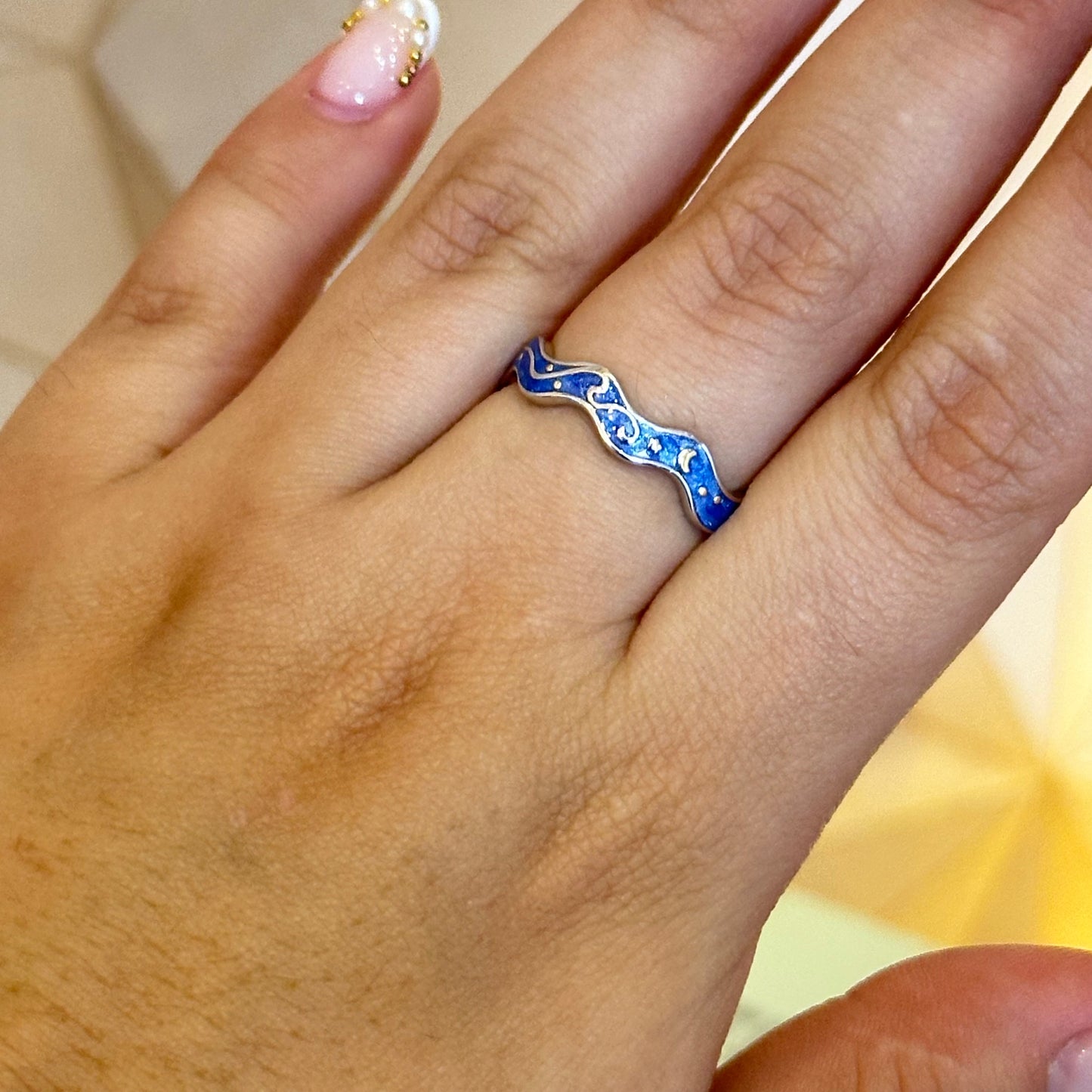 Anillo plata noche estrellada