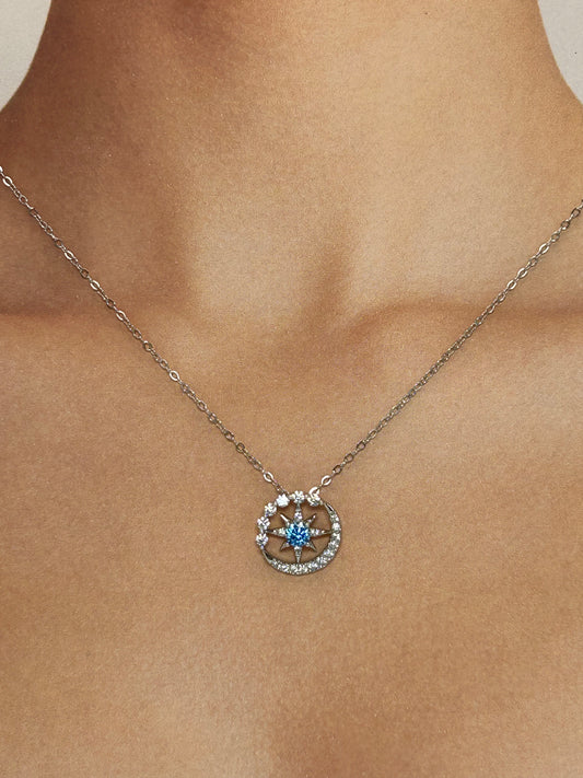 Cadena de Plata Destello Azul con Aro de Zirconias✨