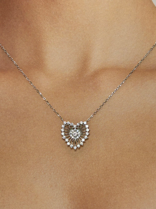 Cadena de Corazón con Explosión de Zirconias💖