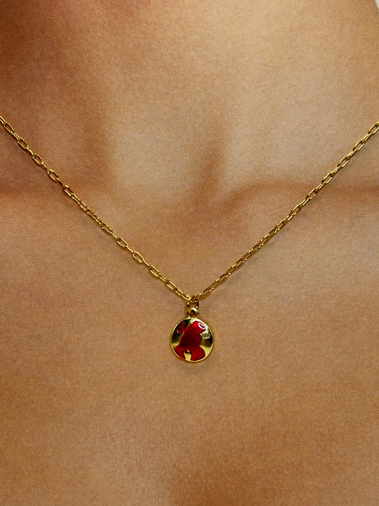 Collar Dije Mundo Rojo ❤️