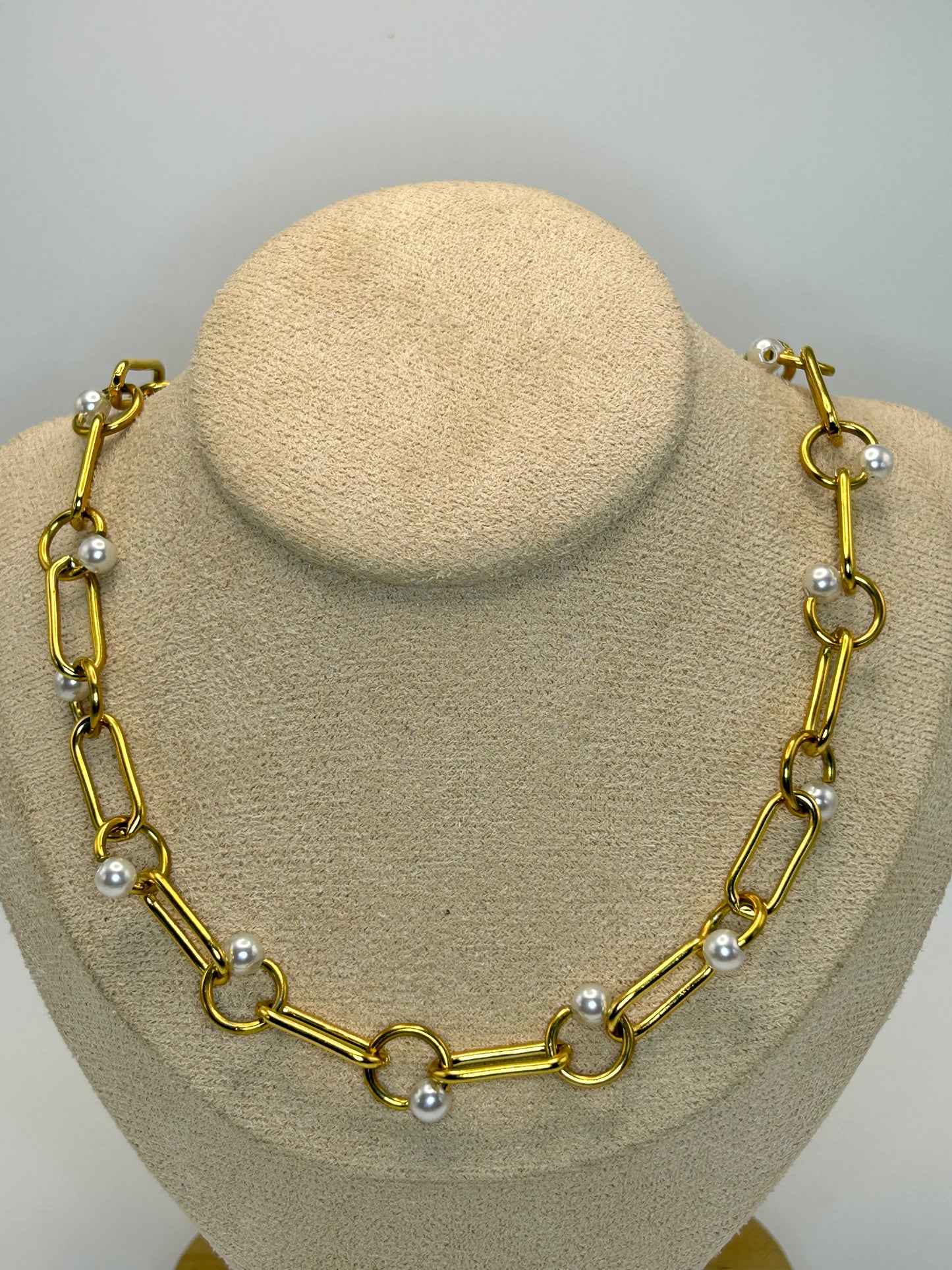 Collar con Perlas en Eslabón🤍
