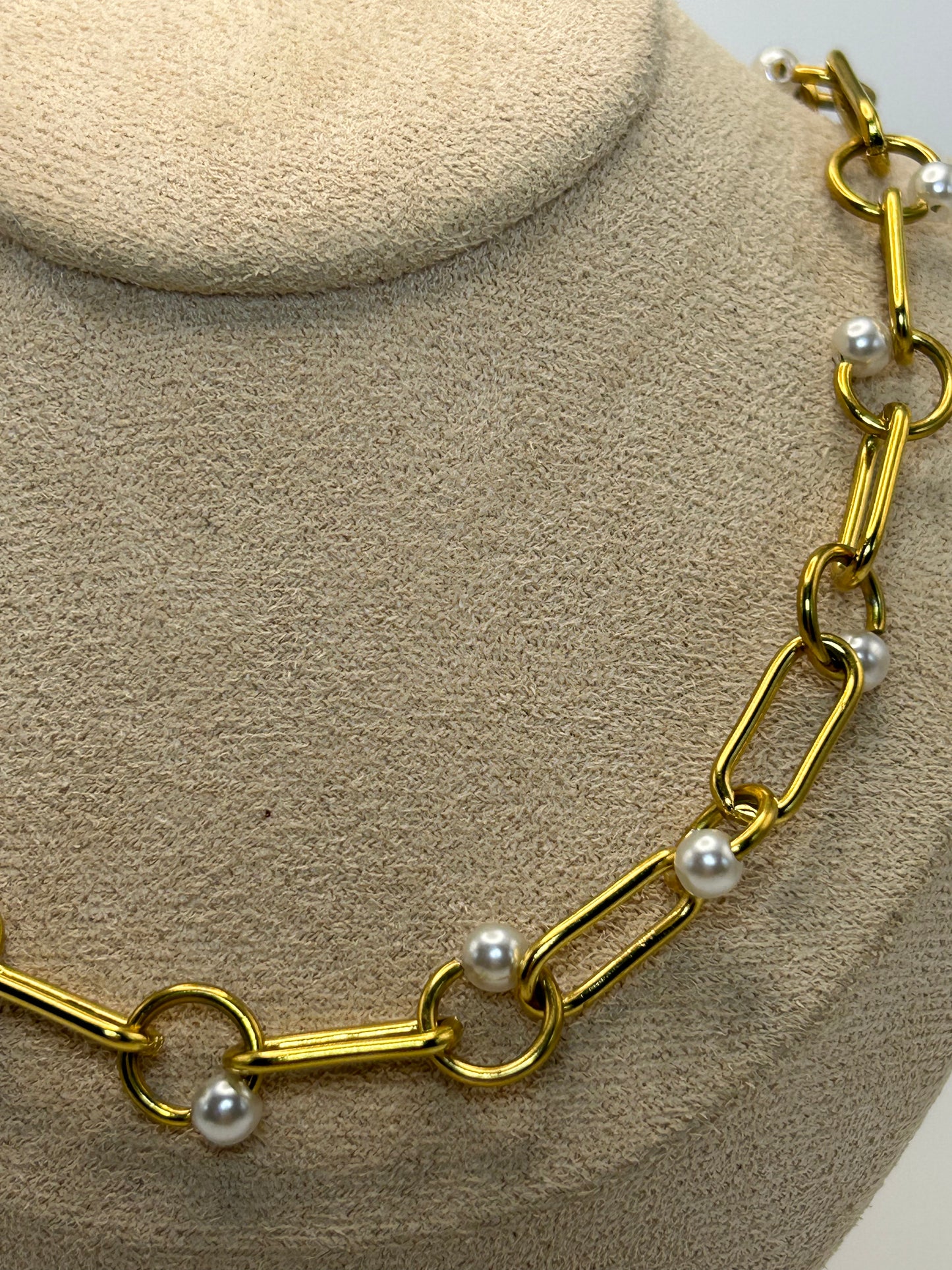 Collar con Perlas en Eslabón🤍