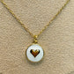 Cadena Medalla Blanca con Corazon Dorado💛
