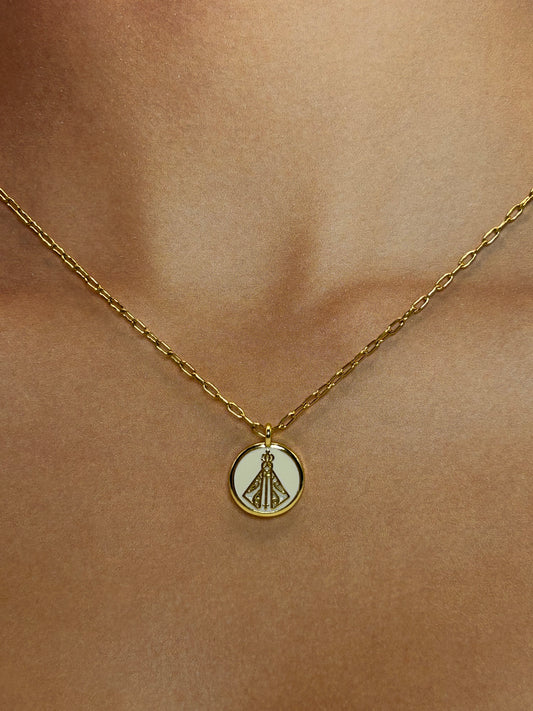 Cadena con Dije de Medalla de Virgen Blanca✝️