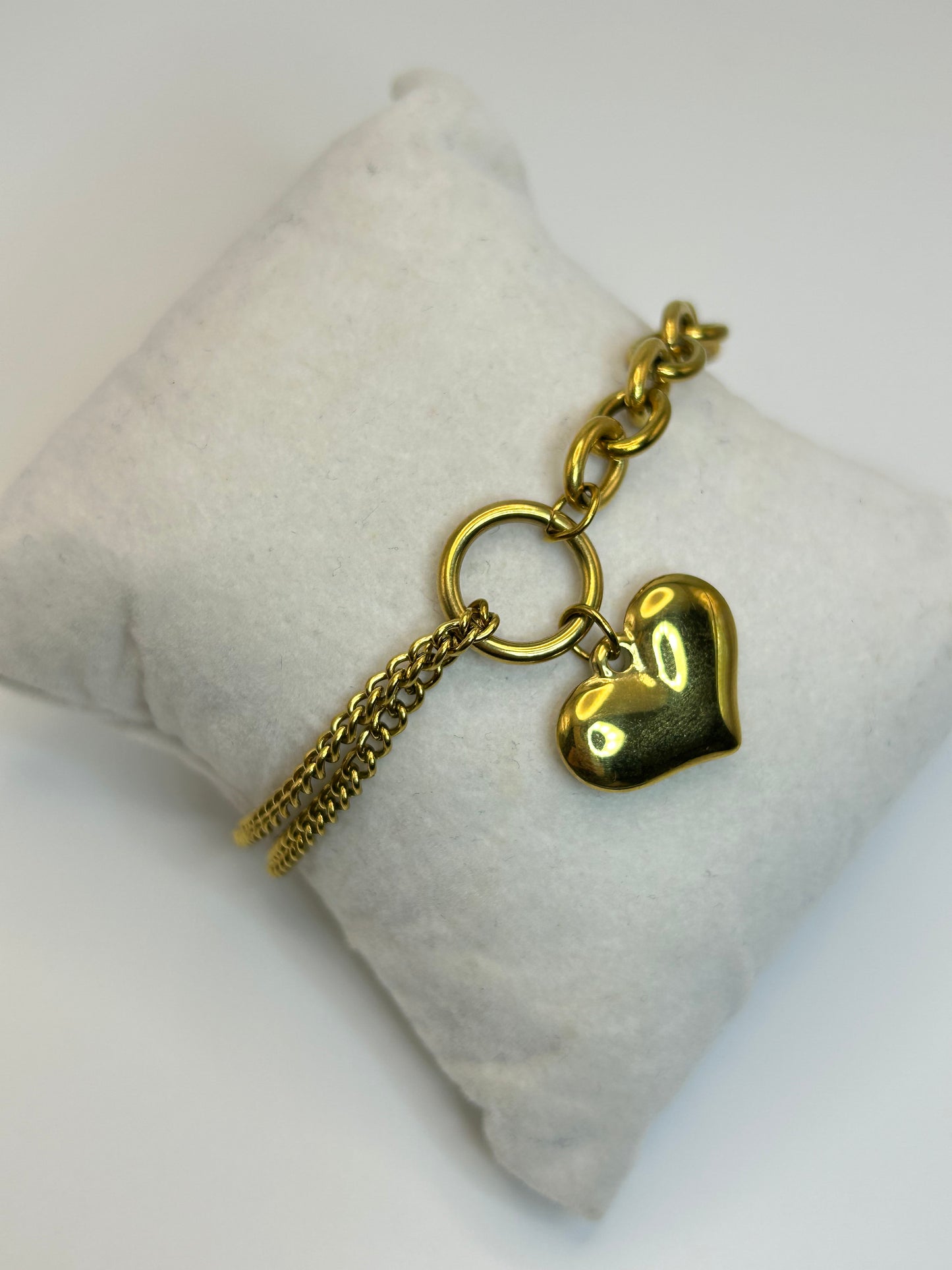Pulsera Doble Cadena de Corazón Colgante💛