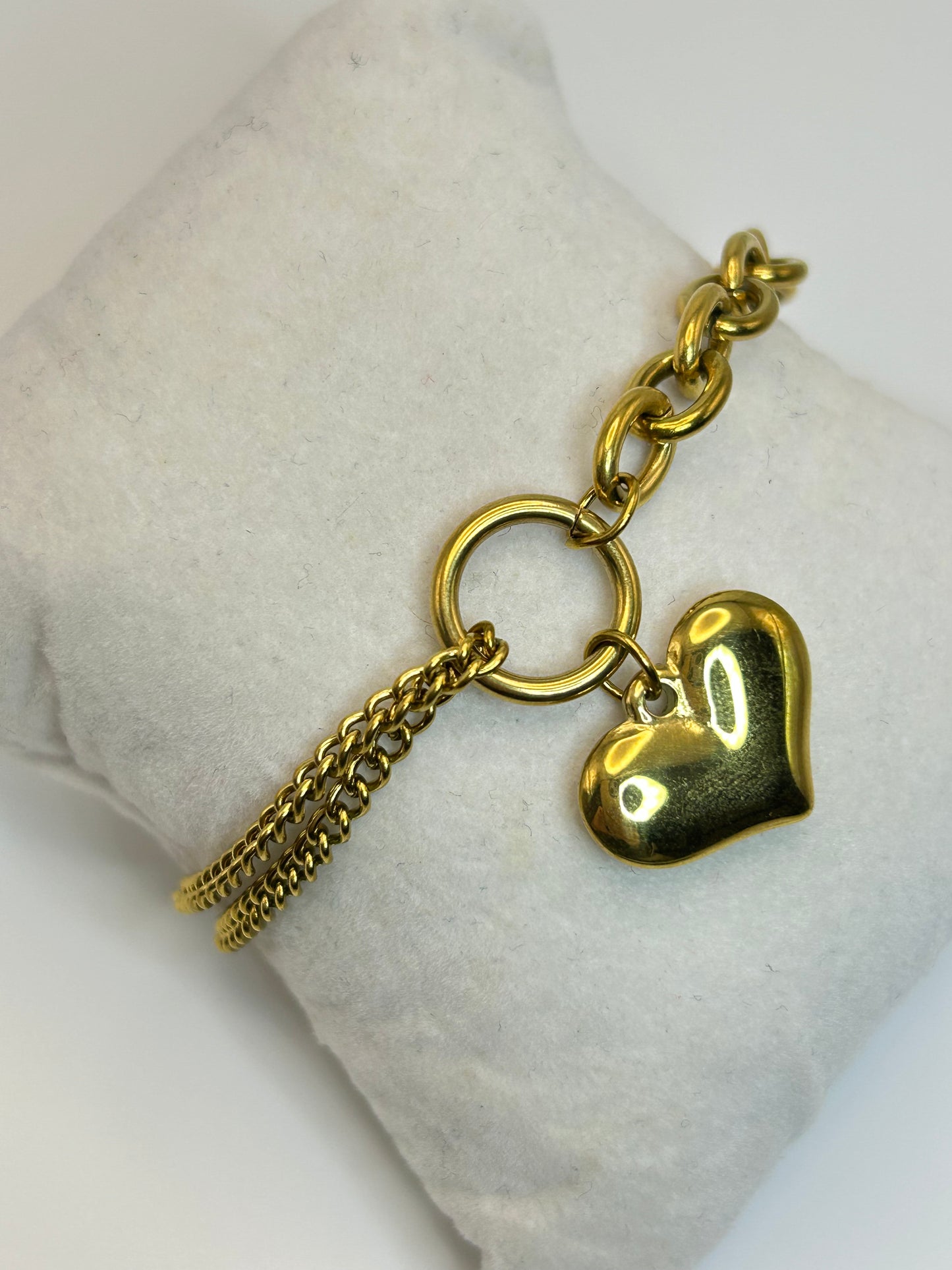 Pulsera Doble Cadena de Corazón Colgante💛