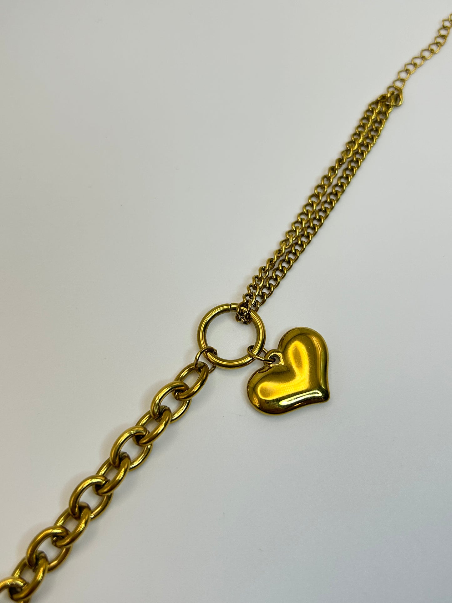 Pulsera Doble Cadena de Corazón Colgante💛