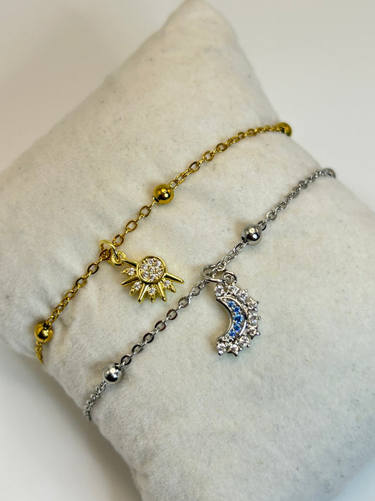 Pulsera de Pareja de Sol y Luna🌙🌞