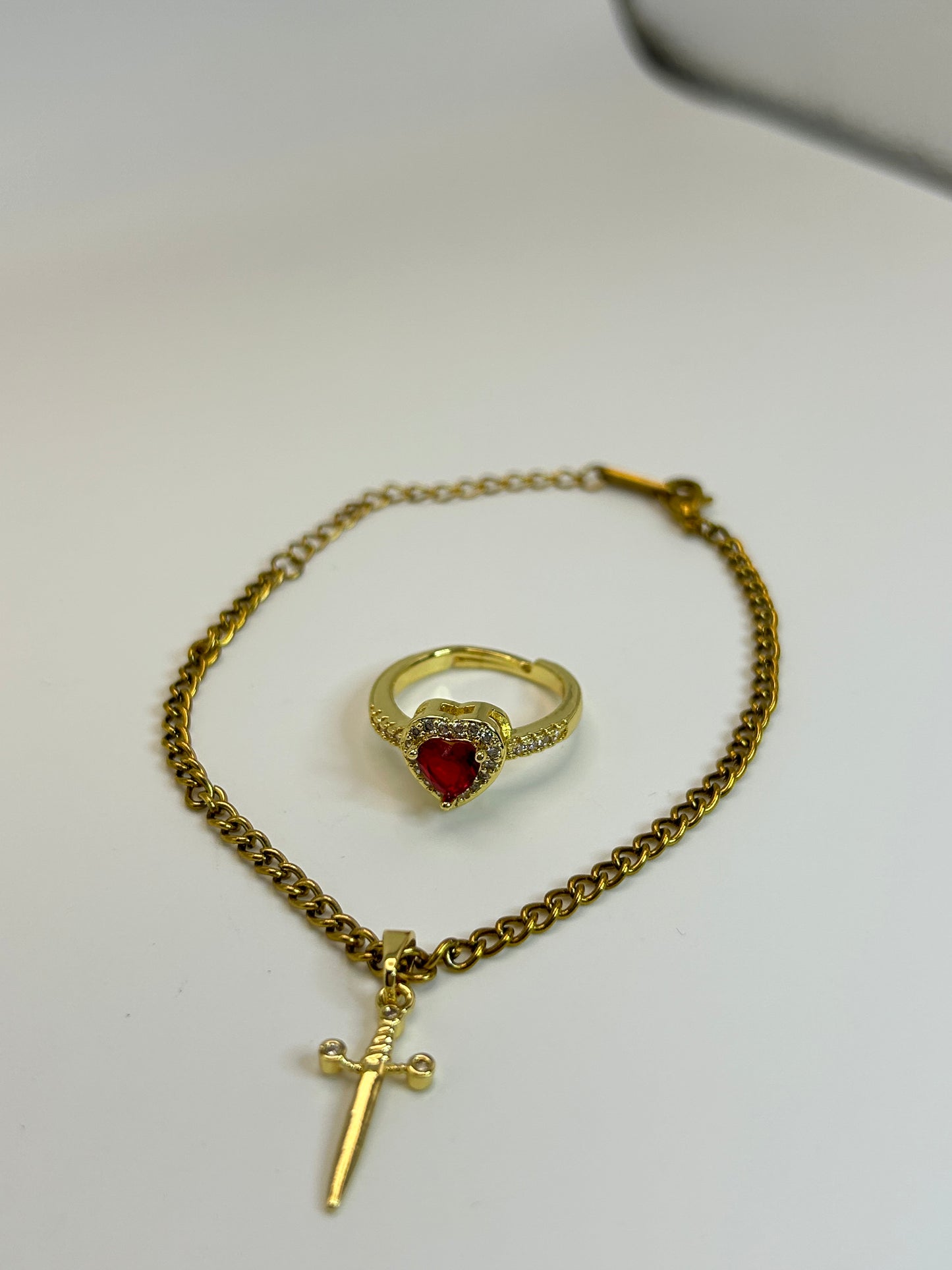 Juego de Anillo y Espada Pulsera🗡️❤️