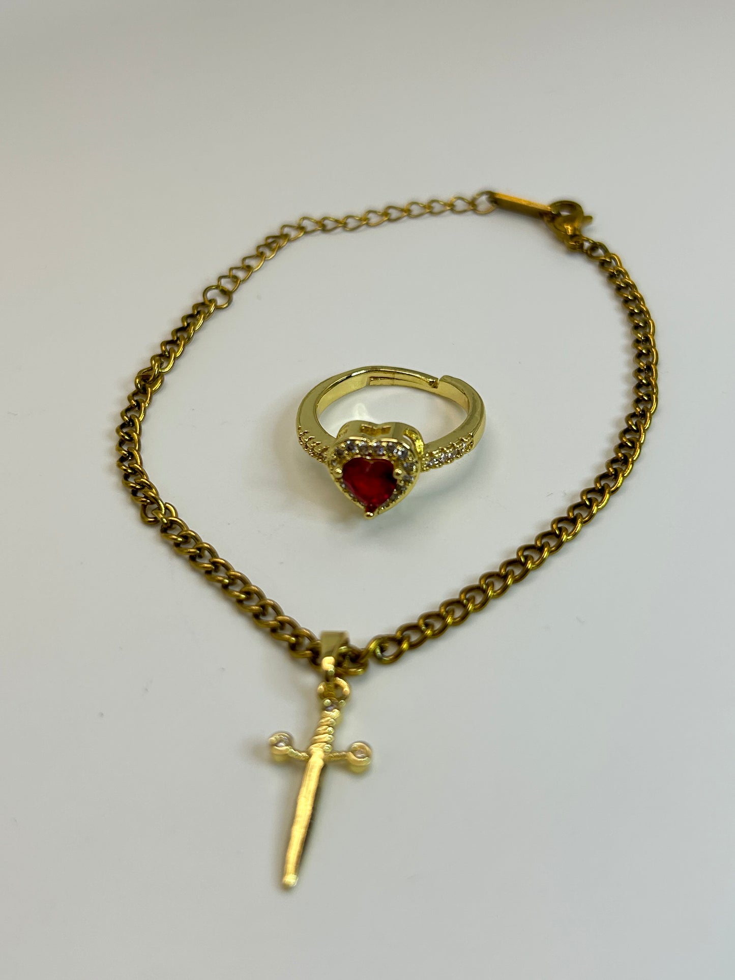 Juego de Anillo y Espada Pulsera🗡️❤️