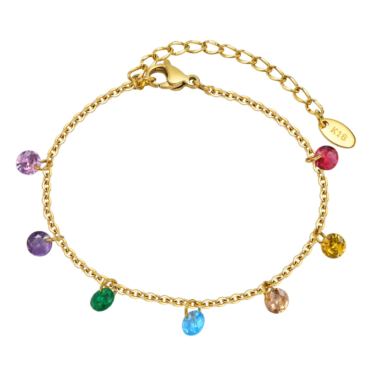 Pulsera con cristales colgantes de colores