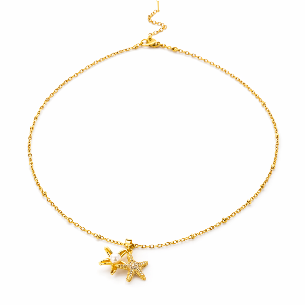 Cadena Playera de Estrellas con Perla ⭐