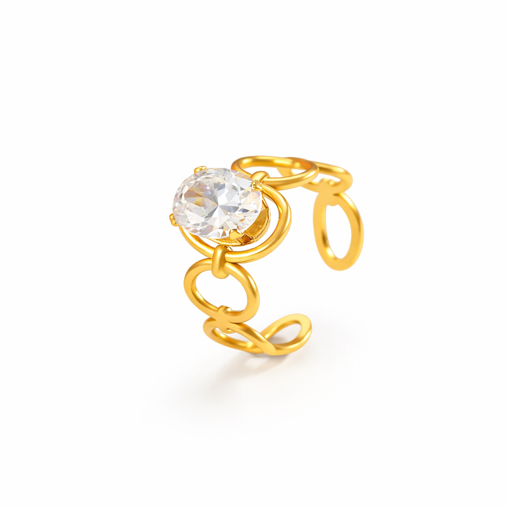 Anillo Óvalos Con Parte Central💛