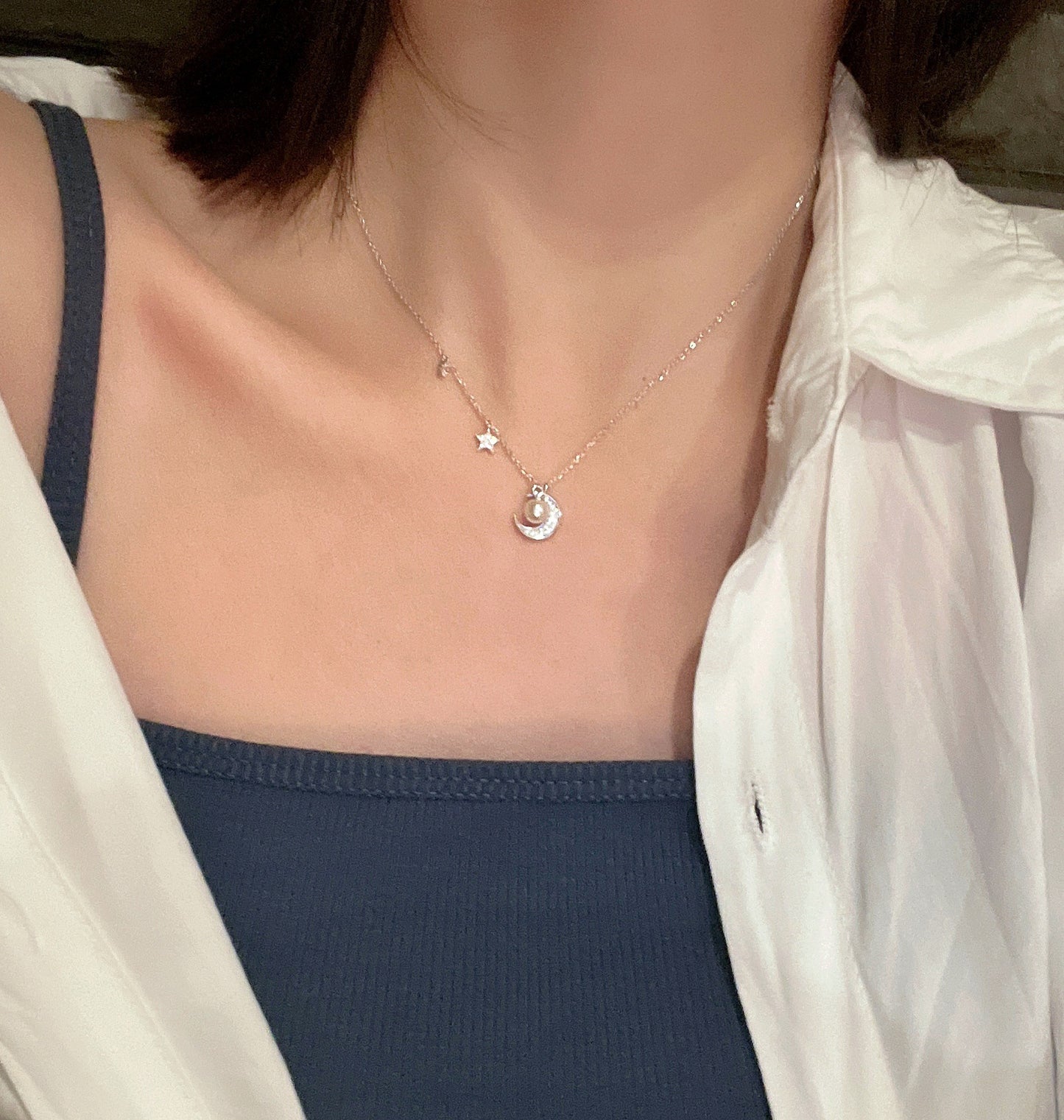 Cadena de Luna con Perla y Colgantes 🤍
