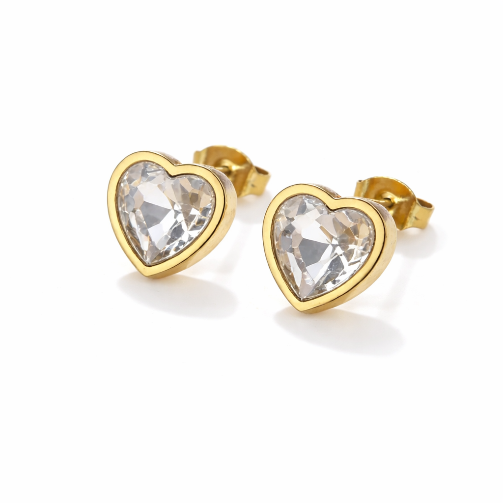 Stud de Corazón de Zirconia Enmarcada 💎