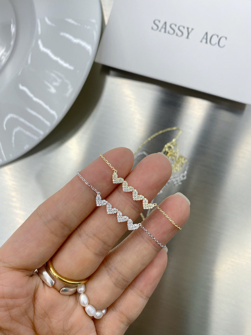 Cadena de Cuatro Corazones con Zirconias 💕