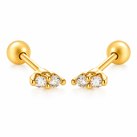 Piercing mini barra de dos piedras transparentes 💎