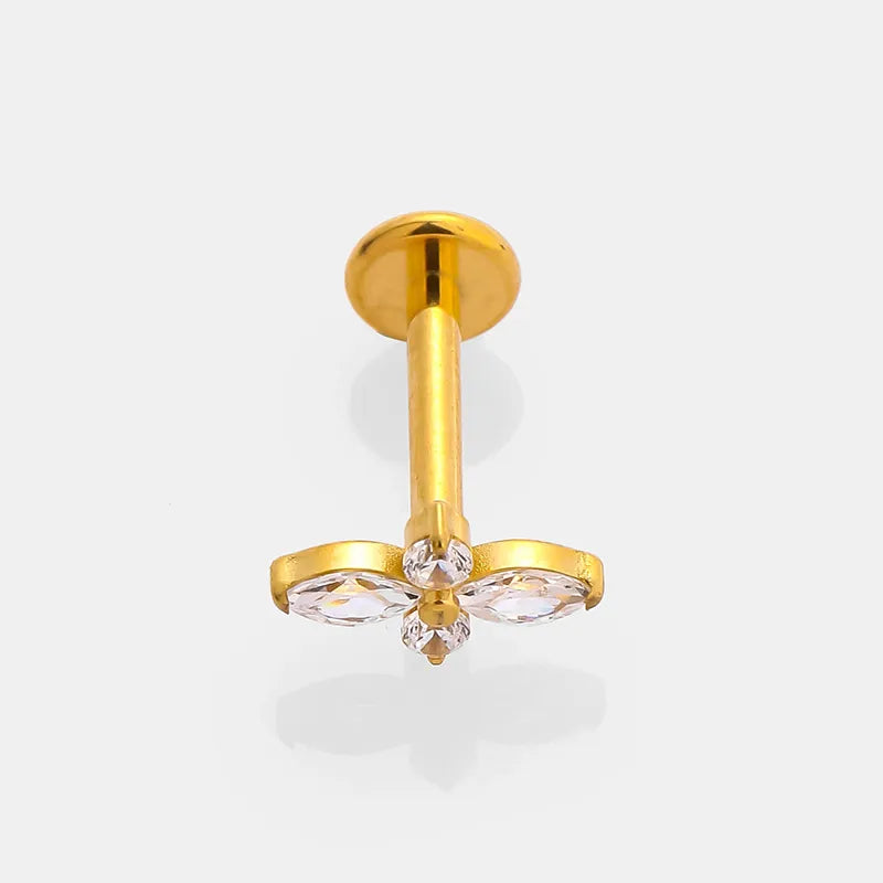 Piercing Flatback flor de 4 pétalos dos alargados 🌸