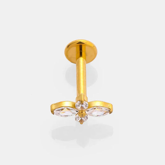 Piercing Flatback flor de 4 pétalos dos alargados 🌸