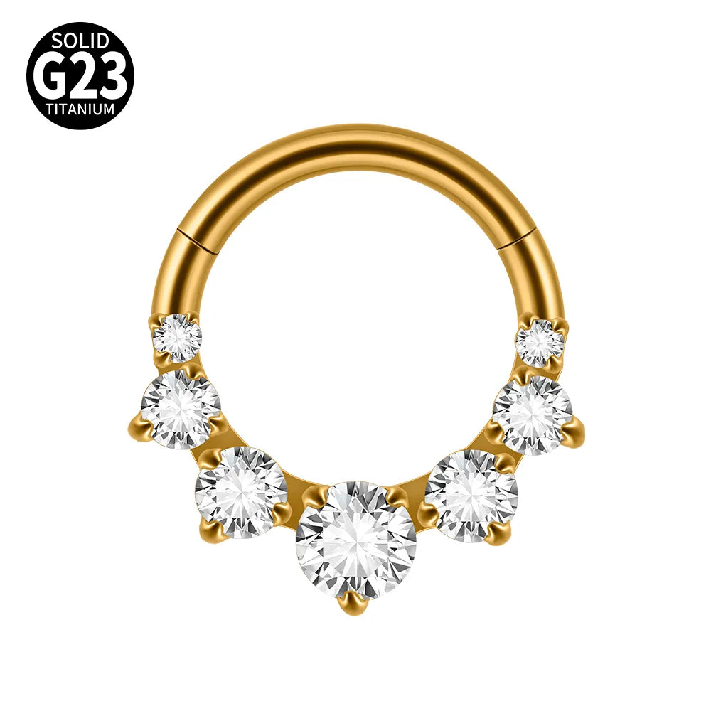 Piercing Argolla De 7 Zirconias En Ascedente