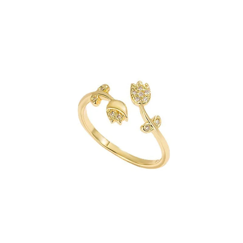 Anillo Tulipán Baño de Oro 14K 🌷