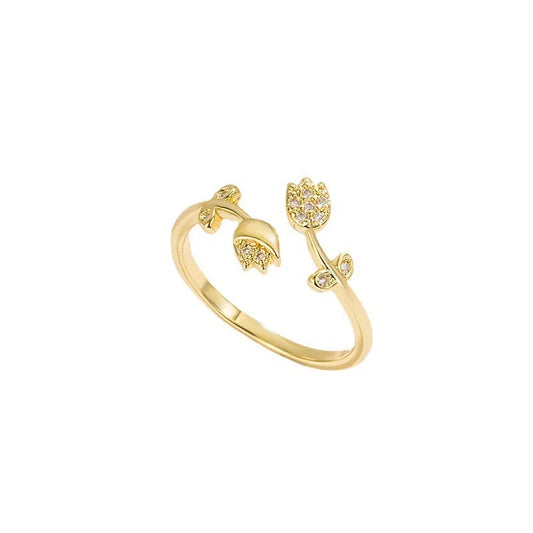 Anillo Tulipán Baño de Oro 14K 🌷