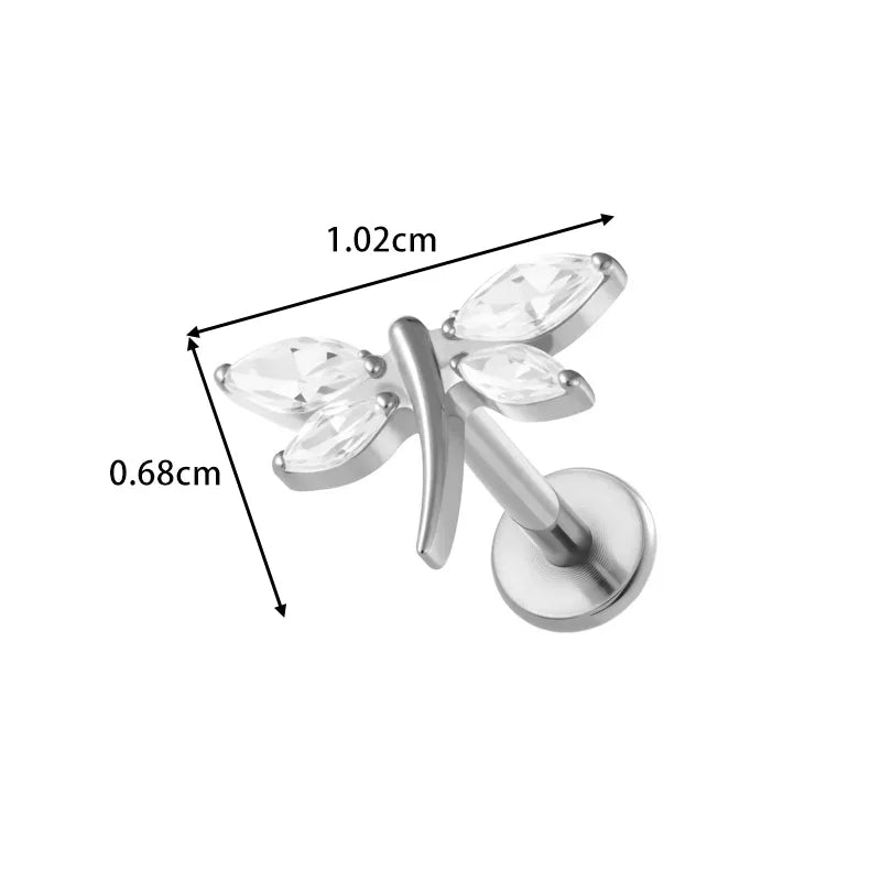 Piercing Flatback libélula plateada ✨