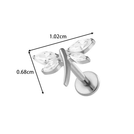 Piercing Flatback libélula plateada ✨