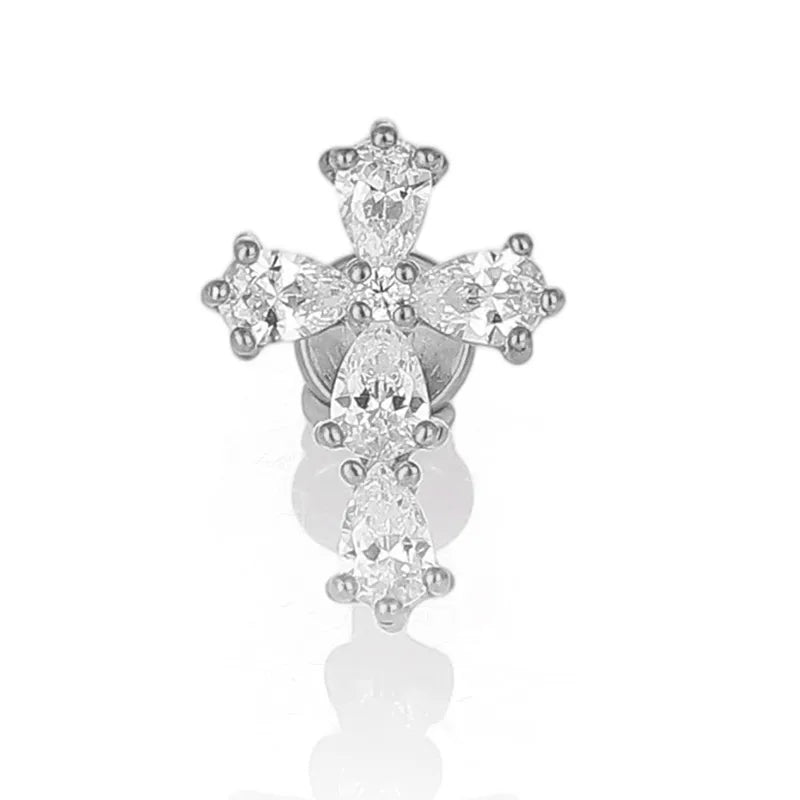 Piercing Flatback cruz de zirconia ✨