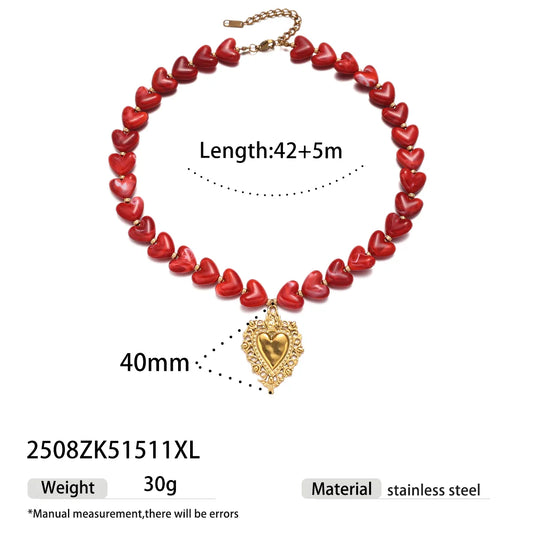 Collar De Corazones Rojos