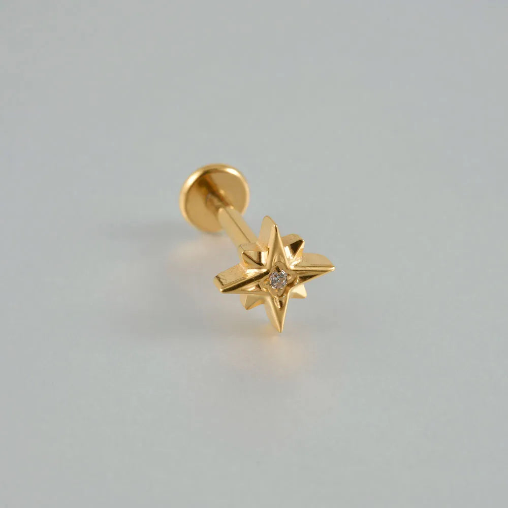Piercing Titanio Flat Back Destello de 7 Picos ⭐