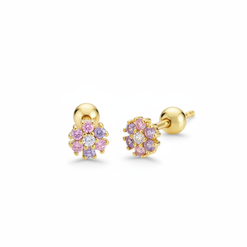 Piercing Rosa Bloom Baño de Oro 14K 🌸
