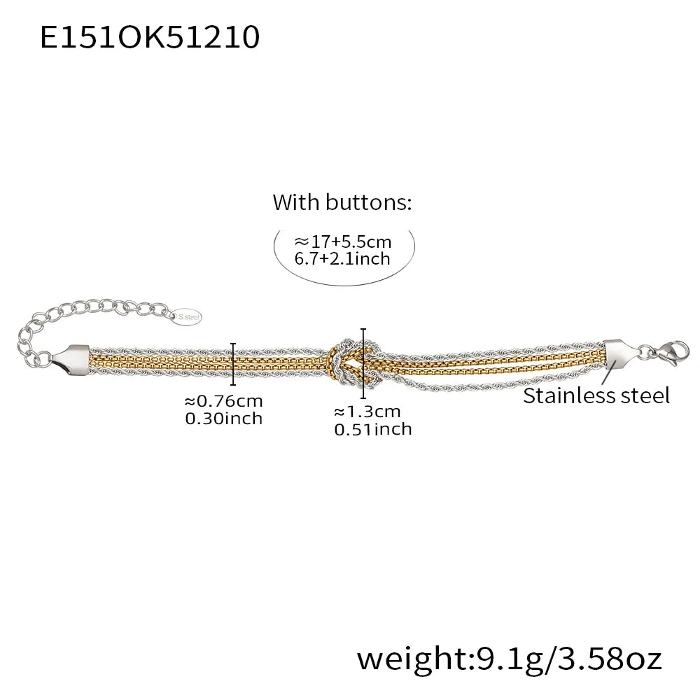 Pulsera de Cuatro Líneas de Cadena con Nudo Central ✨