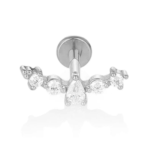 Piercing Flatback barra con pera en el centro plateada 💧