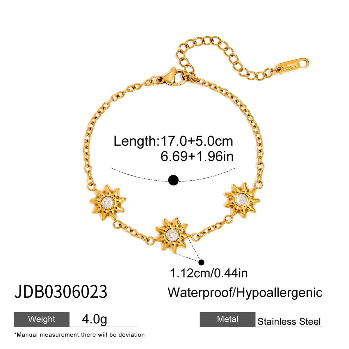 Pulsera de Tres Soles con Zirconia Central ☀️