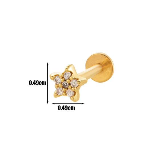 Piercing Flatback estrella con zirconias ⭐