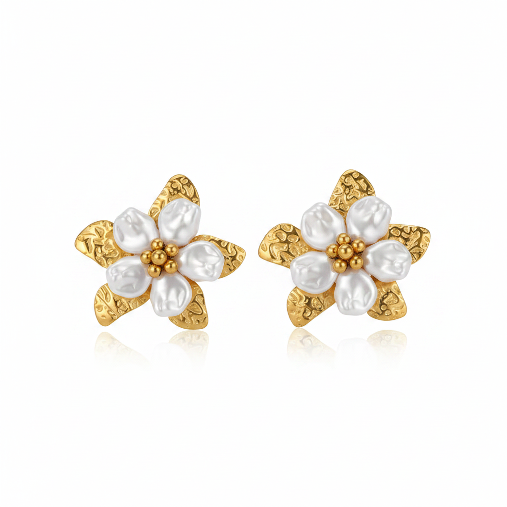 Aretes Flor Pearl 🌸