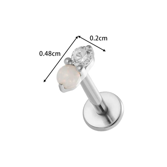 Piercing Flatback perla con zirconia plateada 🦪