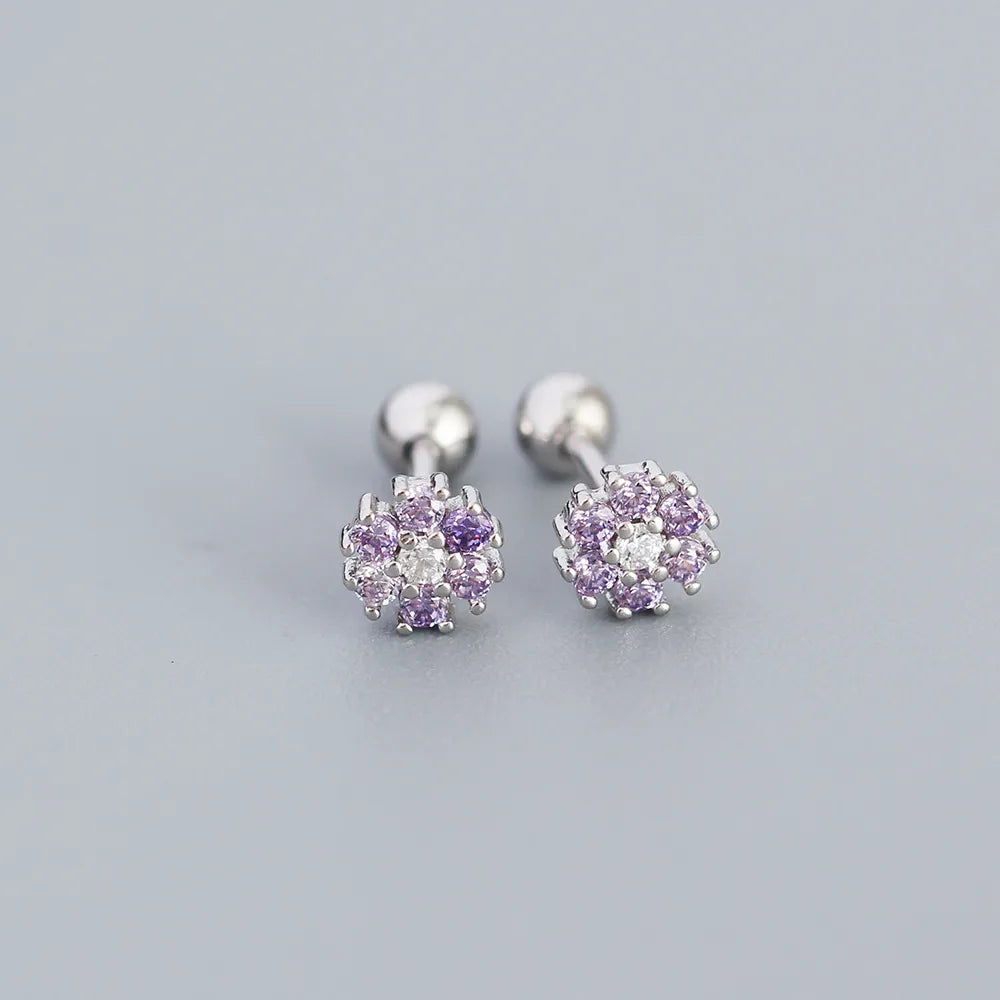 Piercing de Plata Flores Moradas 💜