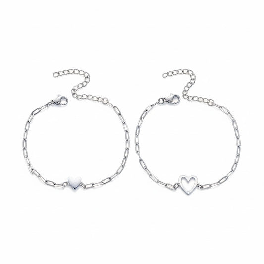 Pulsera Corazón Hueco y Lleno